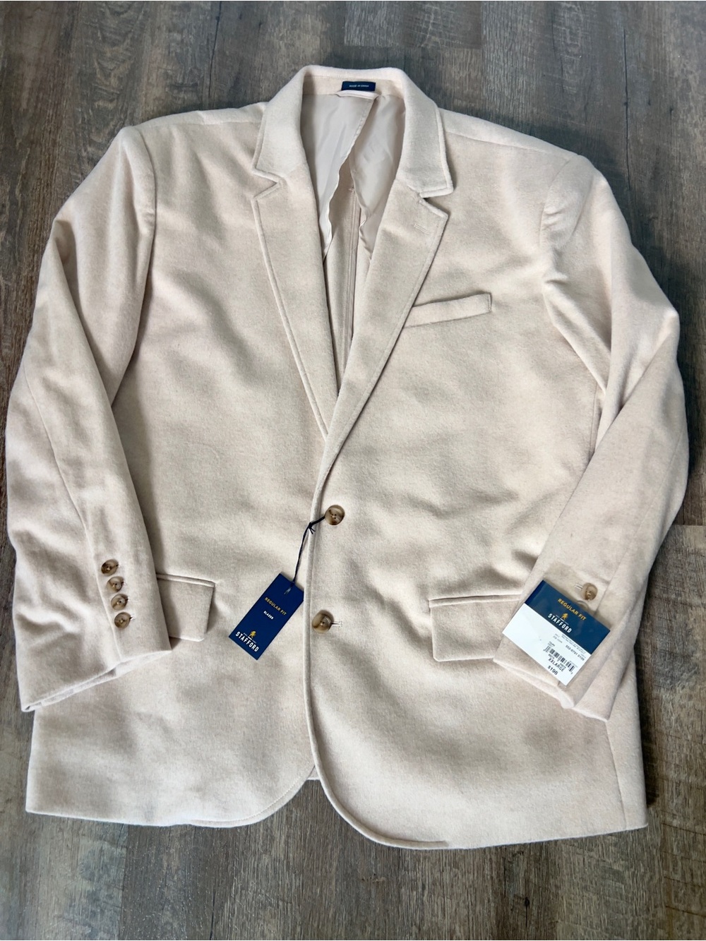 Stafford Cream Sport Coat Blazer
